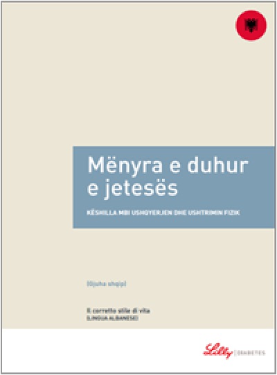 Copertina della guida multilingua sul diabete: Il corretto stile di vita in albanese