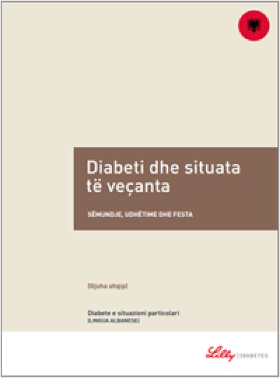 Copertina della guida multilingua sul diabete: Diabete e situazioni particolari in albanese