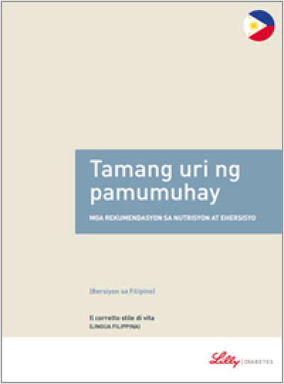 Copertina della guida multilingua sul diabete: Il corretto stile di vita in filippino