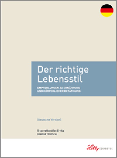 Copertina della guida multilingua sul diabete: Il corretto stile di vita in tedesco