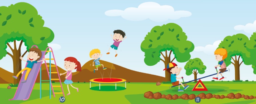 illustrazione di bambini che giocano nel parco